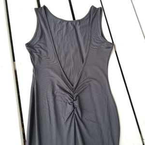 Long Black med dress with a deep V back